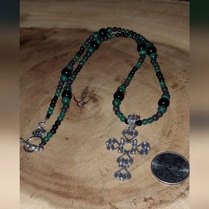 Malachite cross necklace